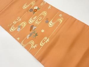 金彩草花に流水模様刺繍名古屋帯